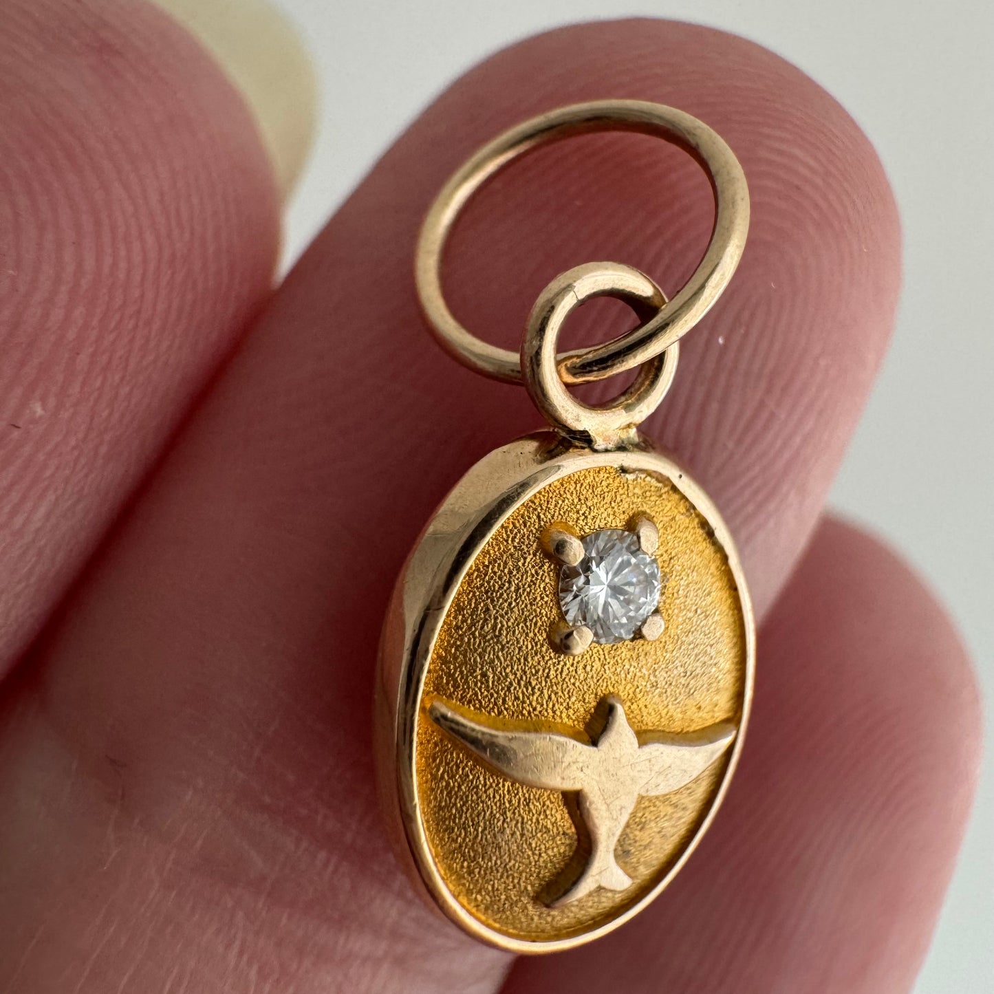 reimagined V I N T A G E // toward sparkle / 10k yellow gold bird / service pin conversion pendant