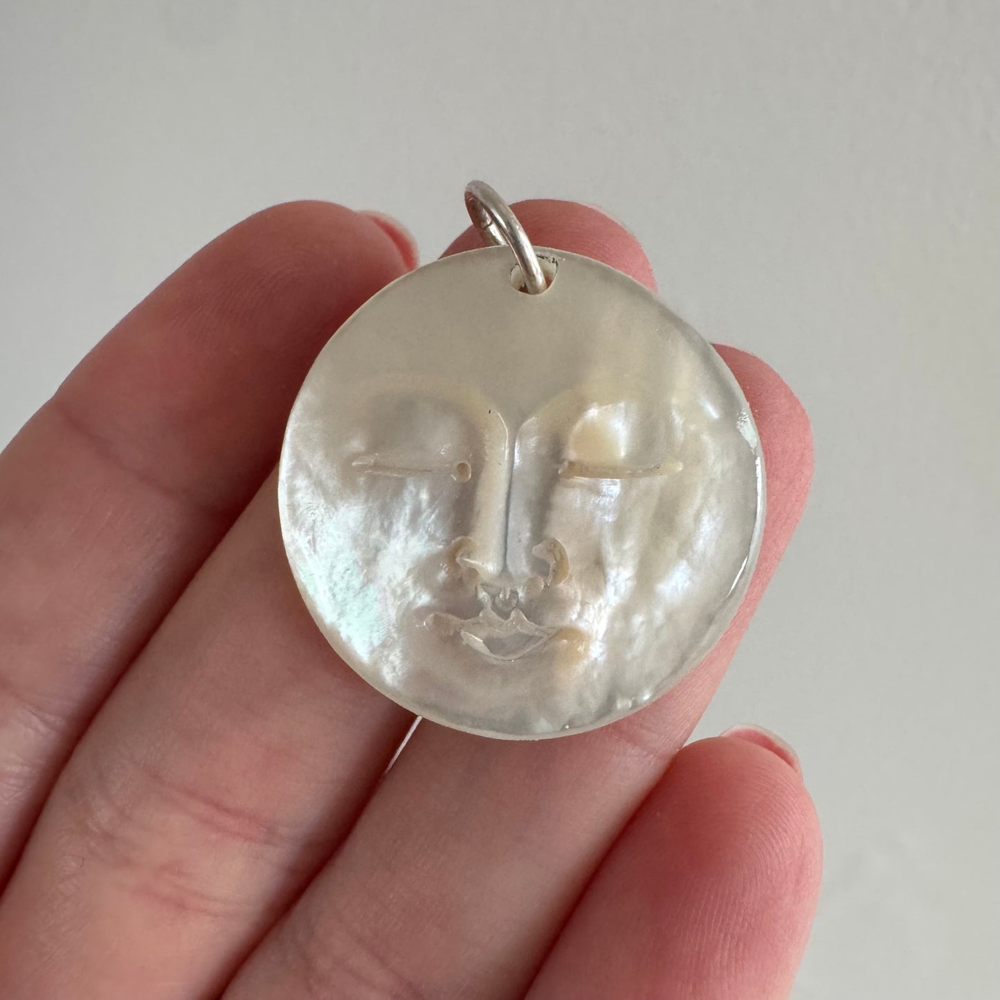 V I N T A G E // 1970s moon / carved mother of pearl moon / a pendant