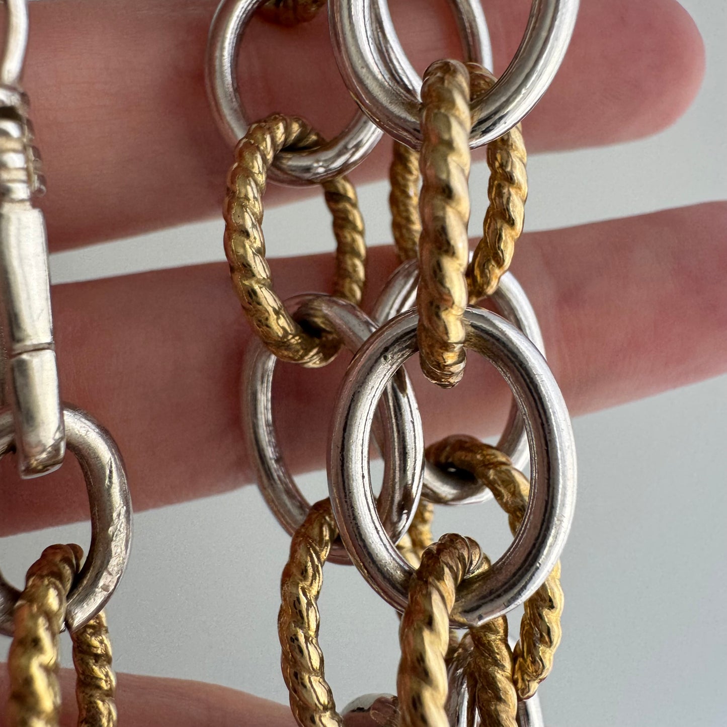 reimagined V I N T A G E // modern day watch chain / chunky sterling silver alternating cable chain with new dog clip clasp / 20", 65.5g