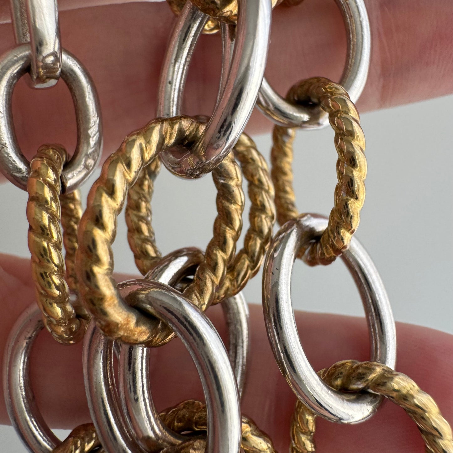 reimagined V I N T A G E // modern day watch chain / chunky sterling silver alternating cable chain with new dog clip clasp / 20", 65.5g