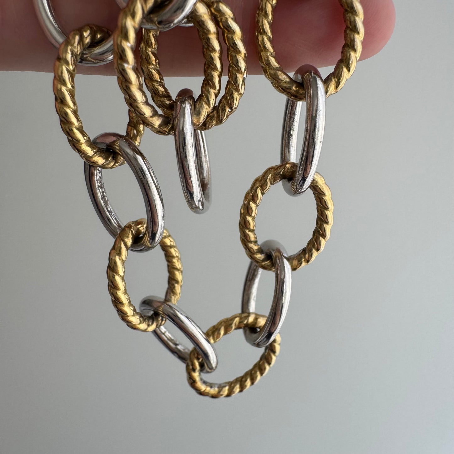 reimagined V I N T A G E // modern day watch chain / chunky sterling silver alternating cable chain with new dog clip clasp / 20", 65.5g