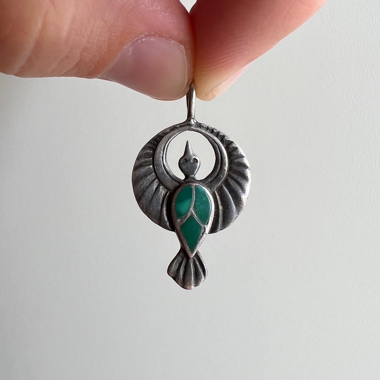 V I N T A G E // bird ballet / sterling silver and turquoise thunderbird / a pendant