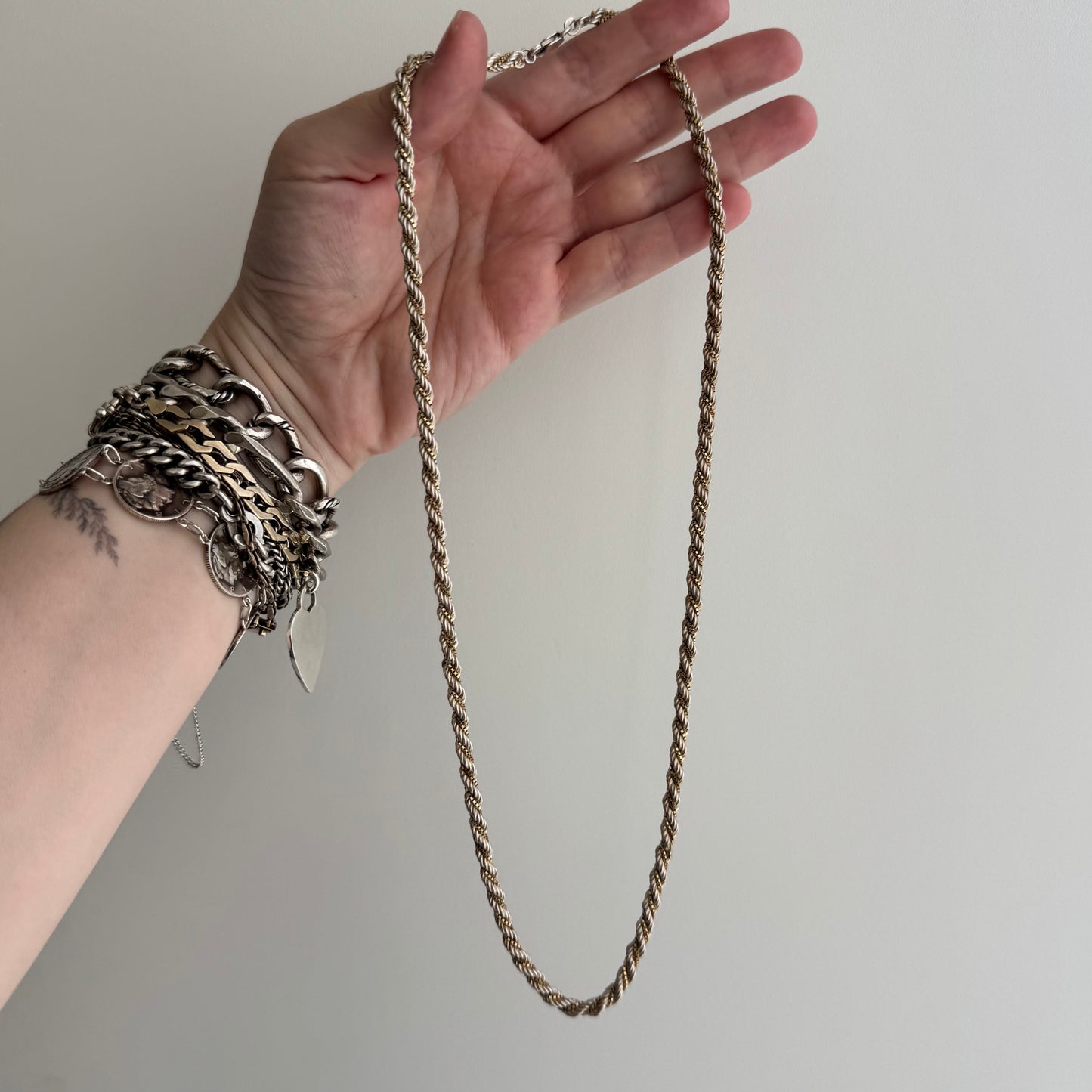 V I N T A G E // do the twist / sterling silver rope and gold vermeil box twist chain / 22.25", 20.8g