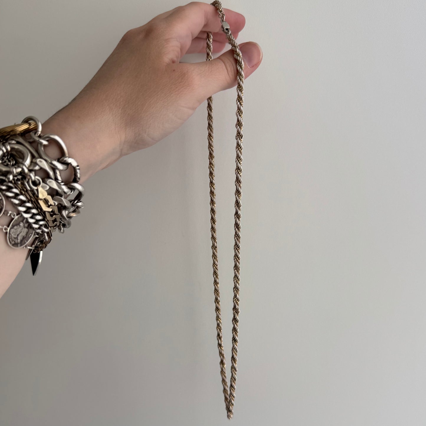 V I N T A G E // do the twist / sterling silver rope and gold vermeil box twist chain / 22.25", 20.8g