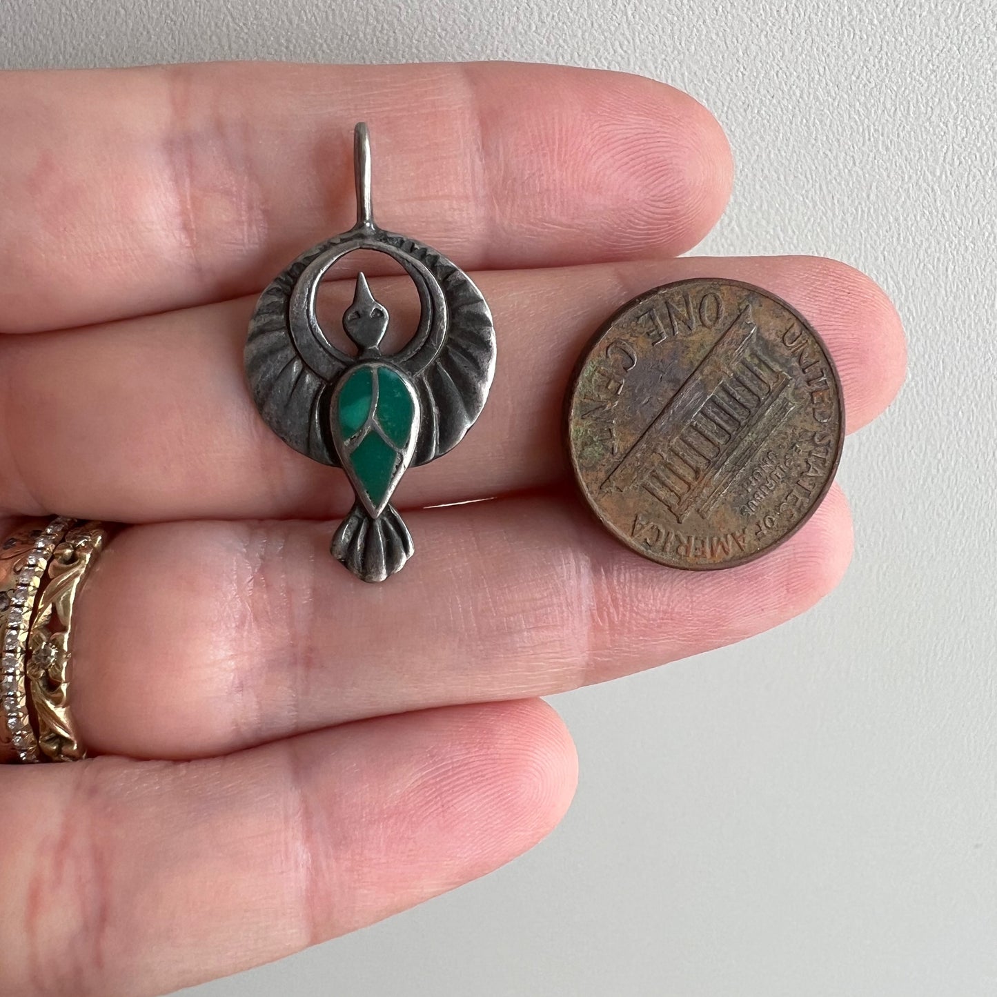 V I N T A G E // bird ballet / sterling silver and turquoise thunderbird / a pendant