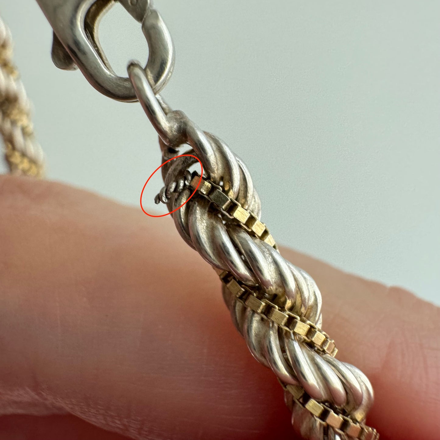 V I N T A G E // do the twist / sterling silver rope and gold vermeil box twist chain / 22.25", 20.8g