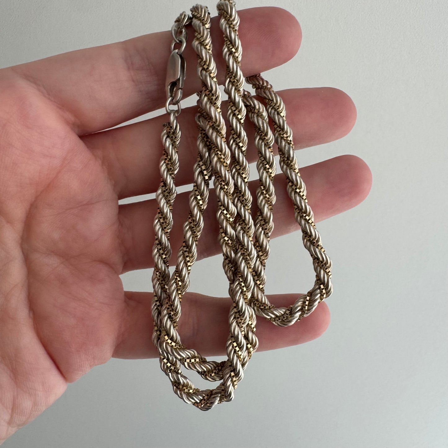 V I N T A G E // do the twist / sterling silver rope and gold vermeil box twist chain / 22.25", 20.8g