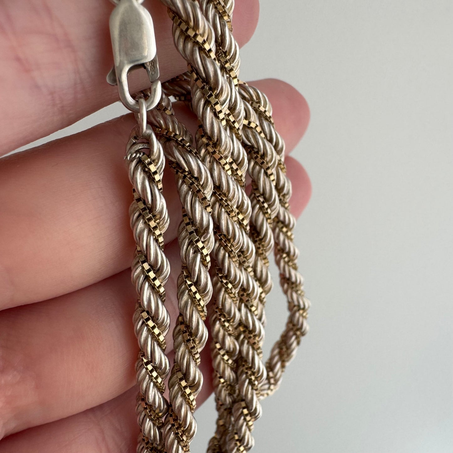 V I N T A G E // do the twist / sterling silver rope and gold vermeil box twist chain / 22.25", 20.8g
