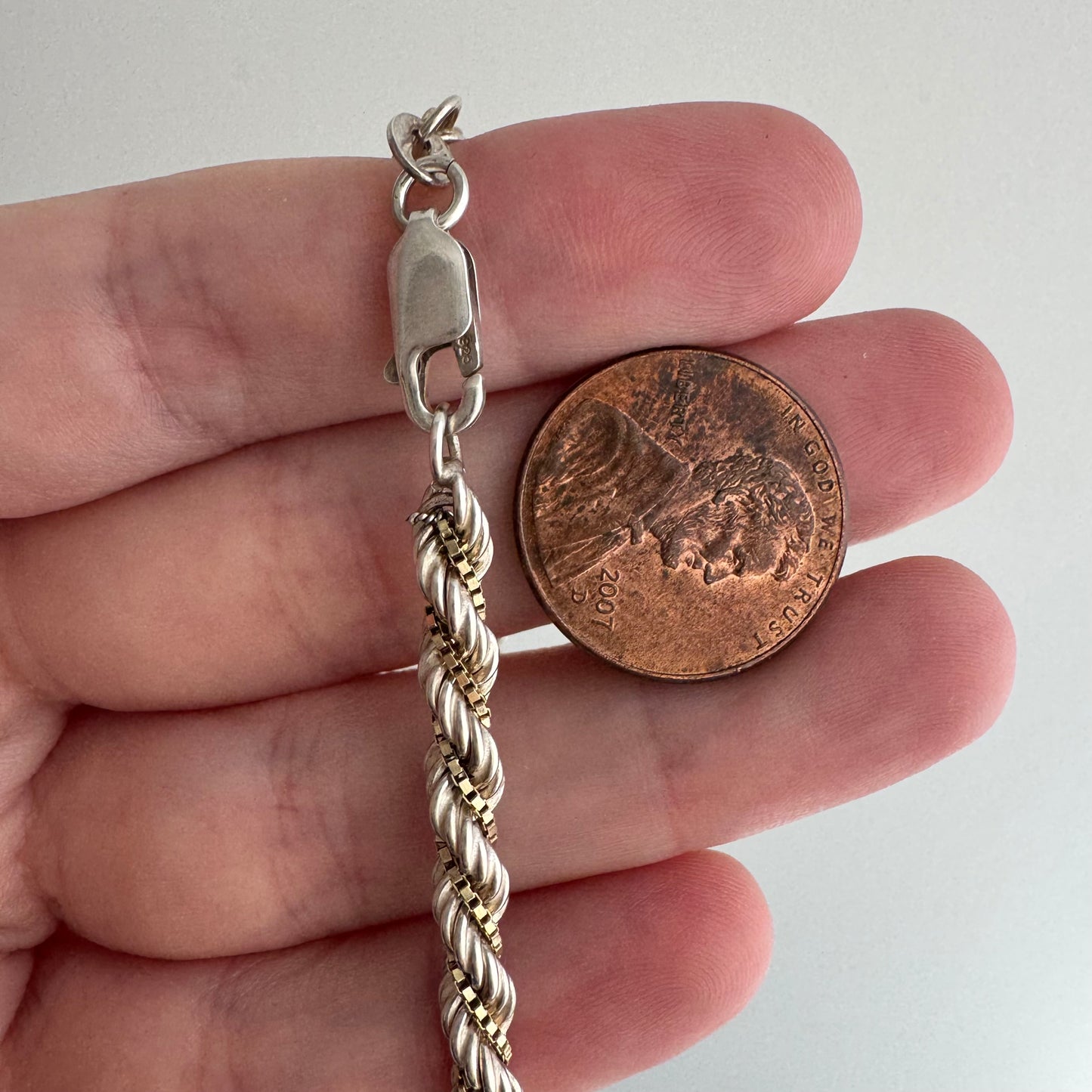 V I N T A G E // do the twist / sterling silver rope and gold vermeil box twist chain / 22.25", 20.8g