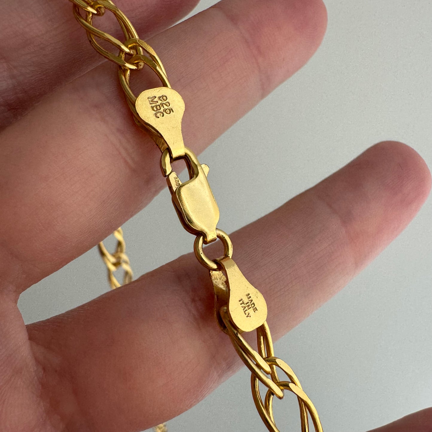 E S T A T E // doubled up / gold over sterling silver oval double curb chain necklace / 17.75", 12.7g