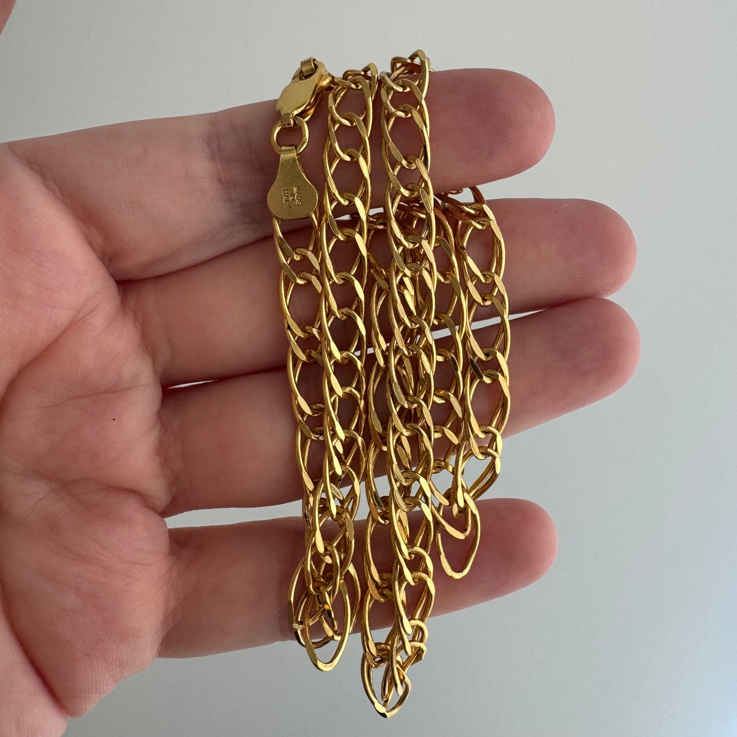 E S T A T E // doubled up / gold over sterling silver oval double curb chain necklace / 17.75", 12.7g