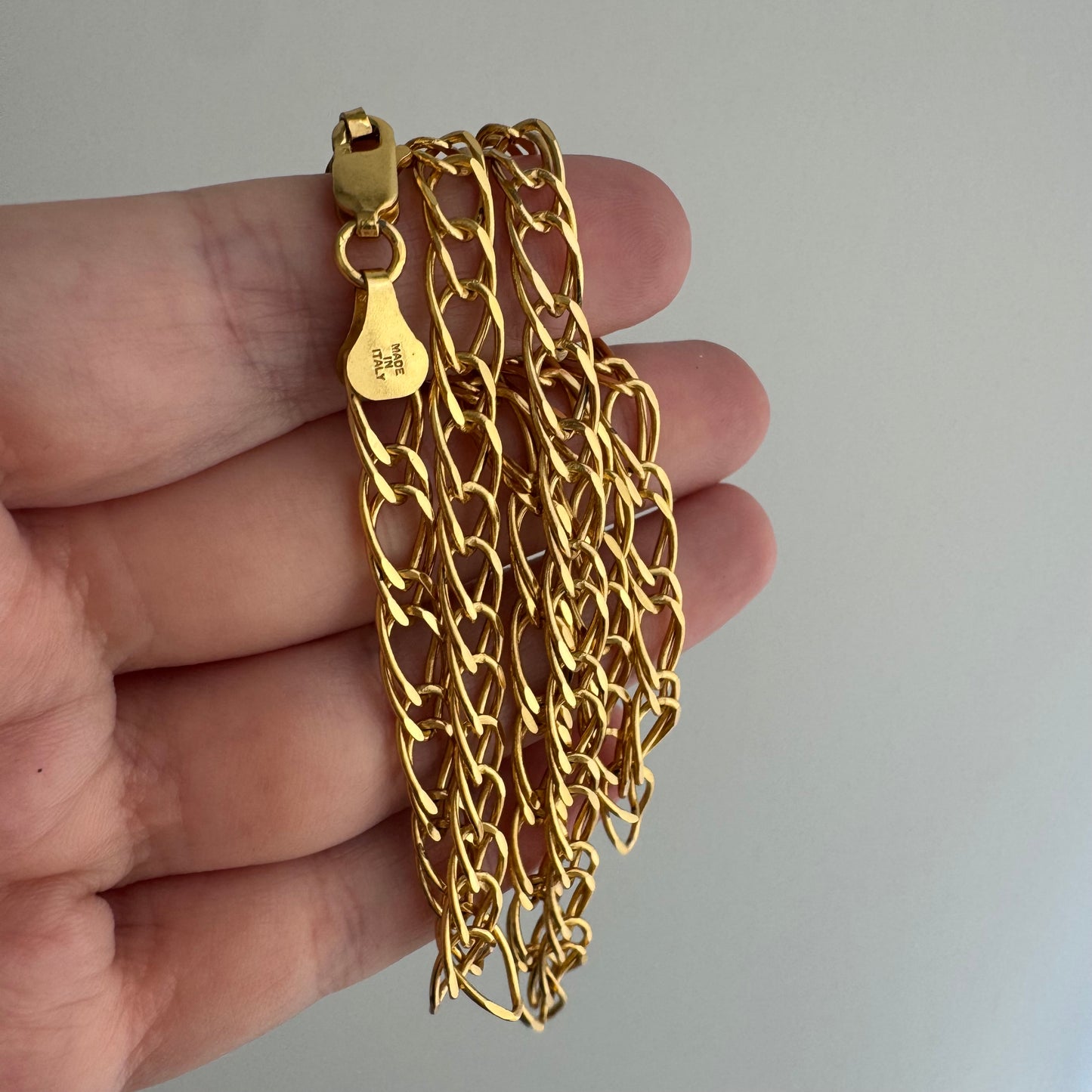E S T A T E // doubled up / gold over sterling silver oval double curb chain necklace / 17.75", 12.7g
