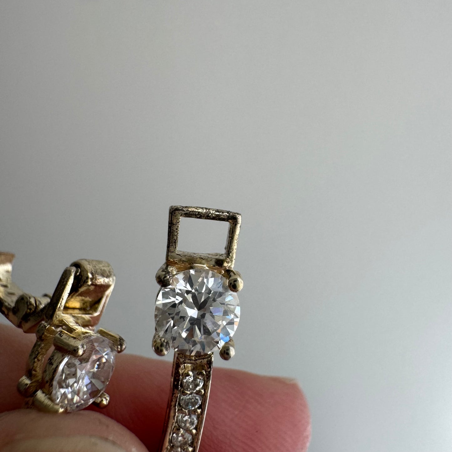 P R E - L O V E D // sparkly stations / sterling silver + cz tennis necklace / almost 16.5", 20.1g