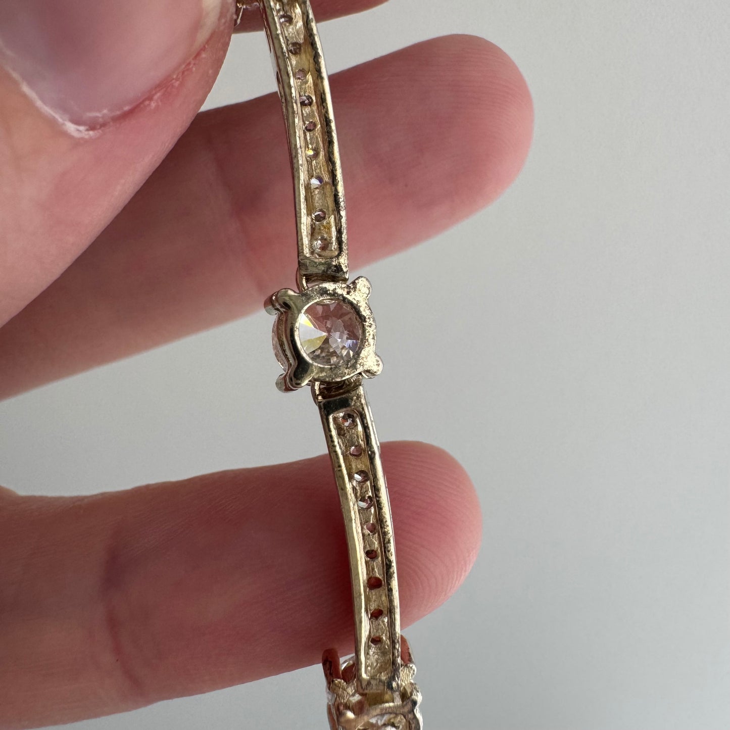 P R E - L O V E D // sparkly stations / sterling silver + cz tennis necklace / almost 16.5", 20.1g