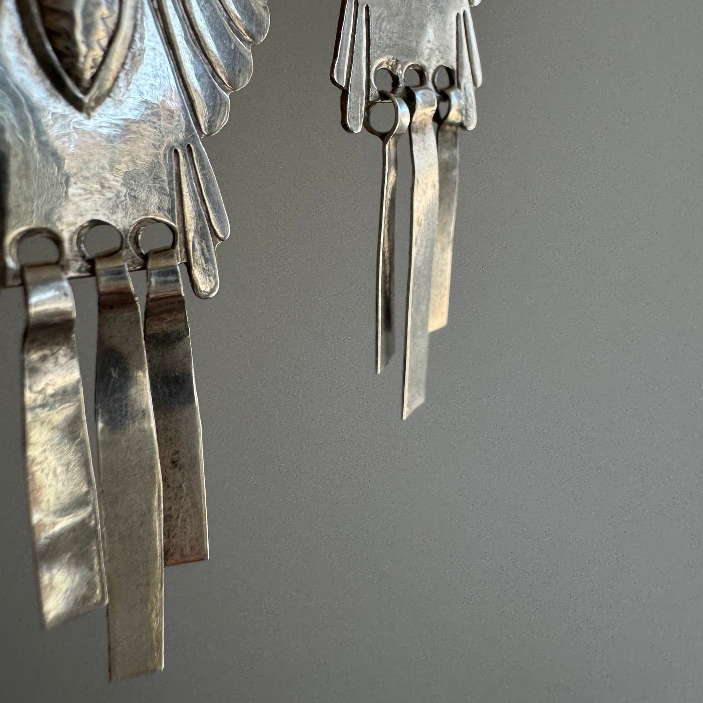 V I N T A G E // fly high / sterling silver thunderbird or phoenix rising statement earrings