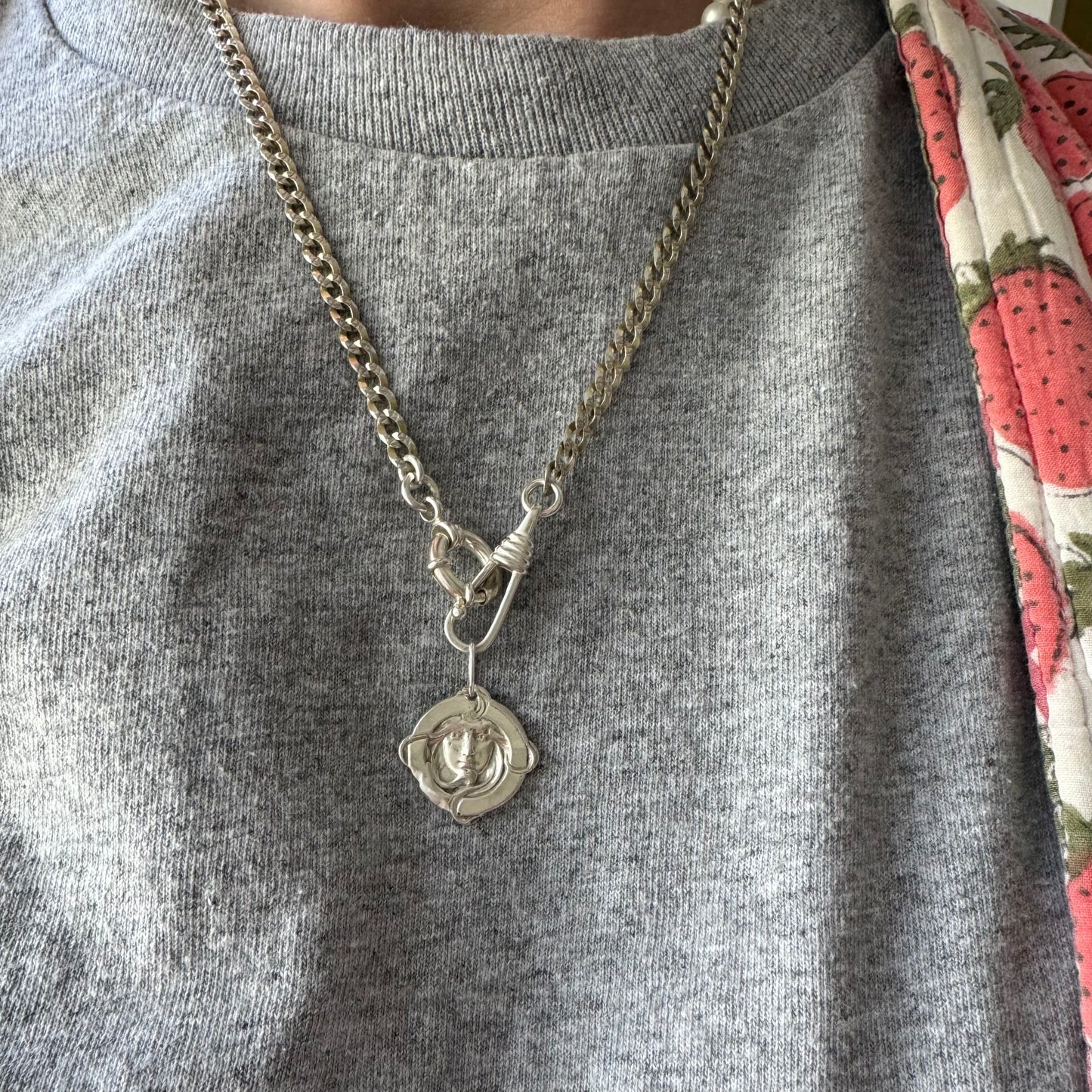 reimagined V I N T A G E // modern day watch chain / re-worked sterling flat diamond cut cuban curb chain / 19.5"+, 11.6g