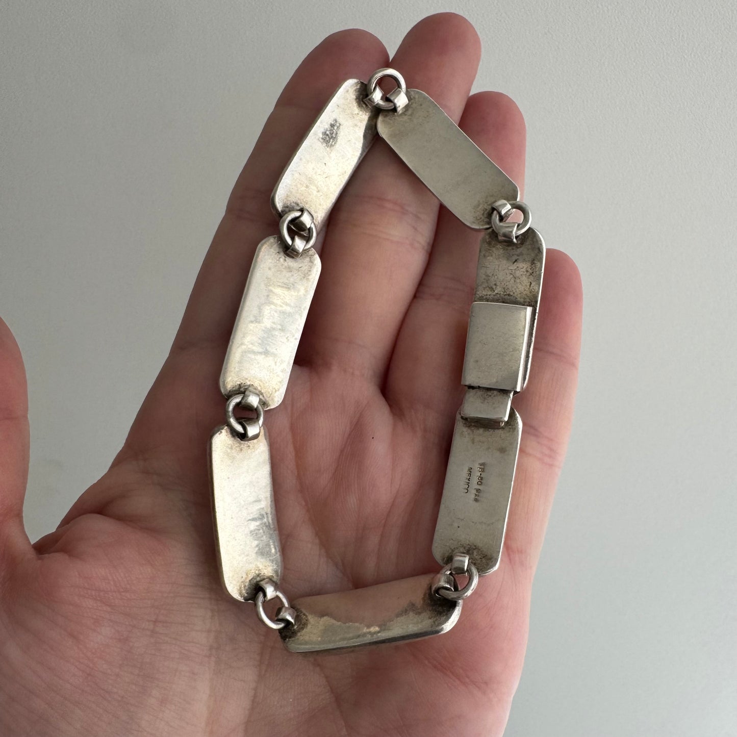 V I N T A G E // big cat links / designer inspired sterling silver and brass panther link bracelet / ~7.75", 35.1g