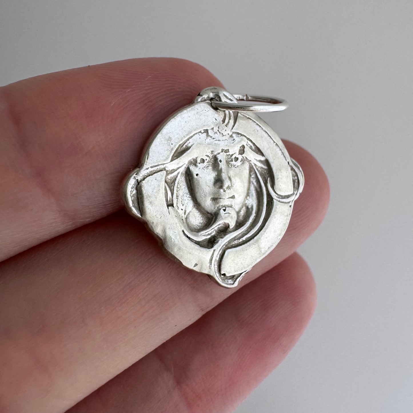 P R E - L O V E D // fabulous framed femme / sterling silver art nouveau style goddess / a pendant