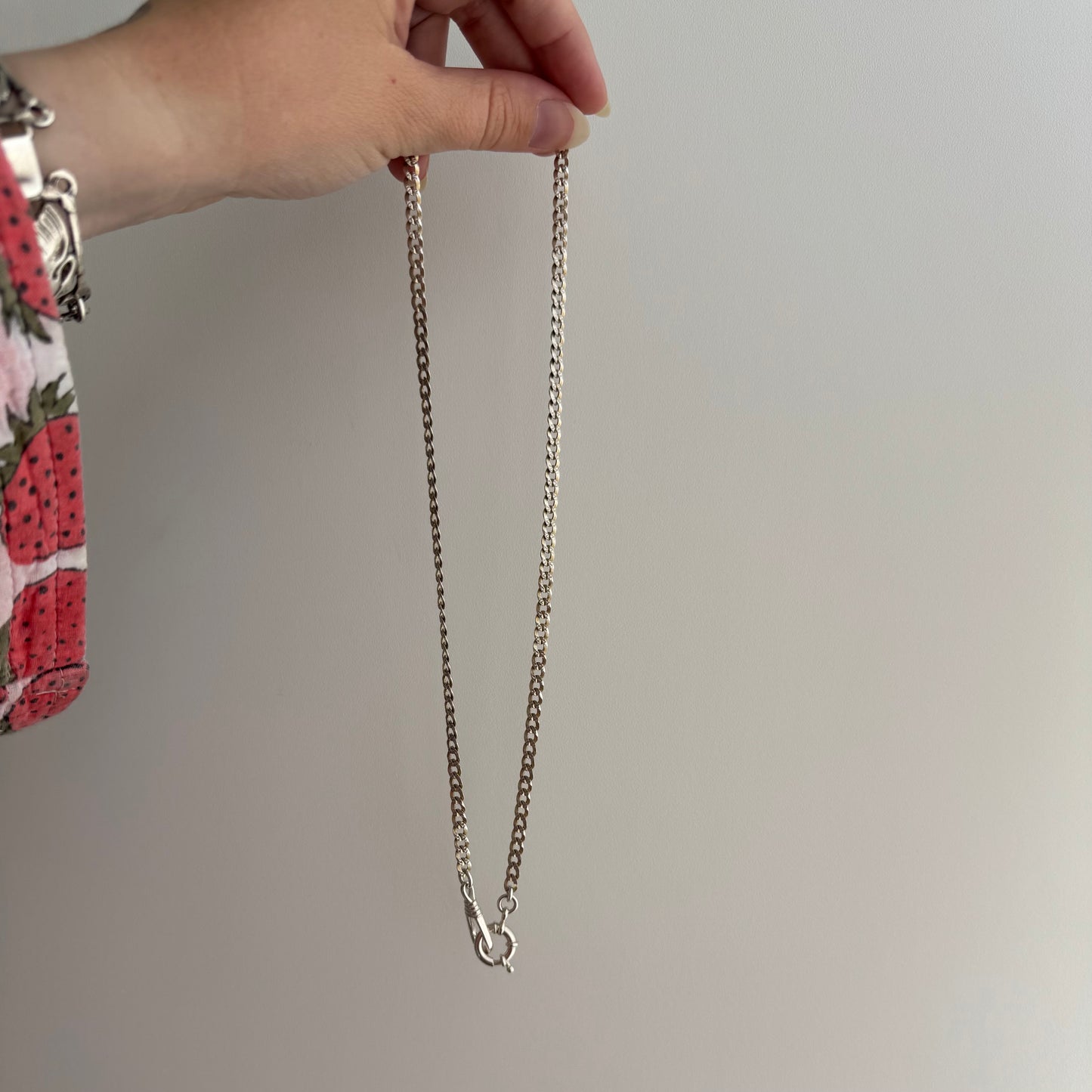 reimagined V I N T A G E // modern day watch chain / re-worked sterling flat diamond cut cuban curb chain / 19.5"+, 11.6g