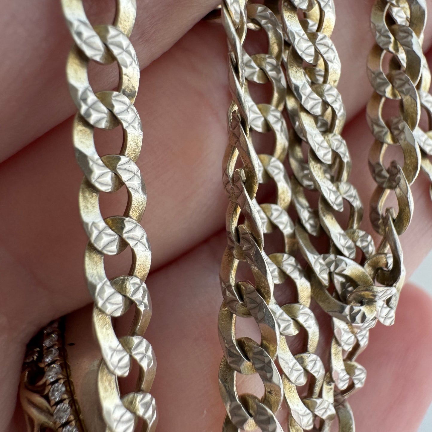 reimagined V I N T A G E // modern day watch chain / re-worked sterling flat diamond cut cuban curb chain / 19.5"+, 11.6g