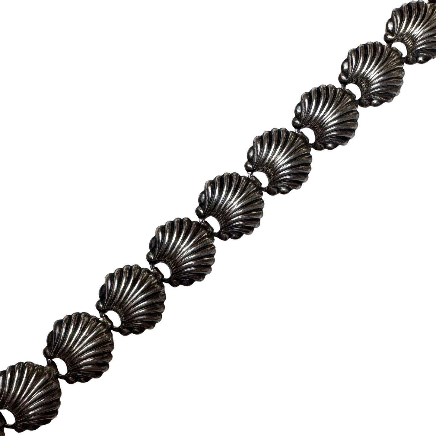 V I N T A G E // beach comber / sterling silver shell link bracelet by Beau / 7.5", 9.5g