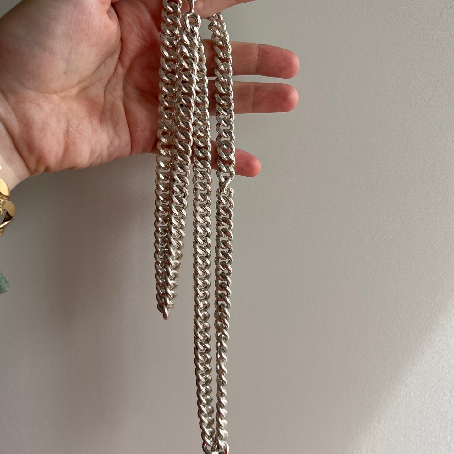 V I N T A G E // kinky curb / long sterling silver chain / 31.25" long, 9mm wide