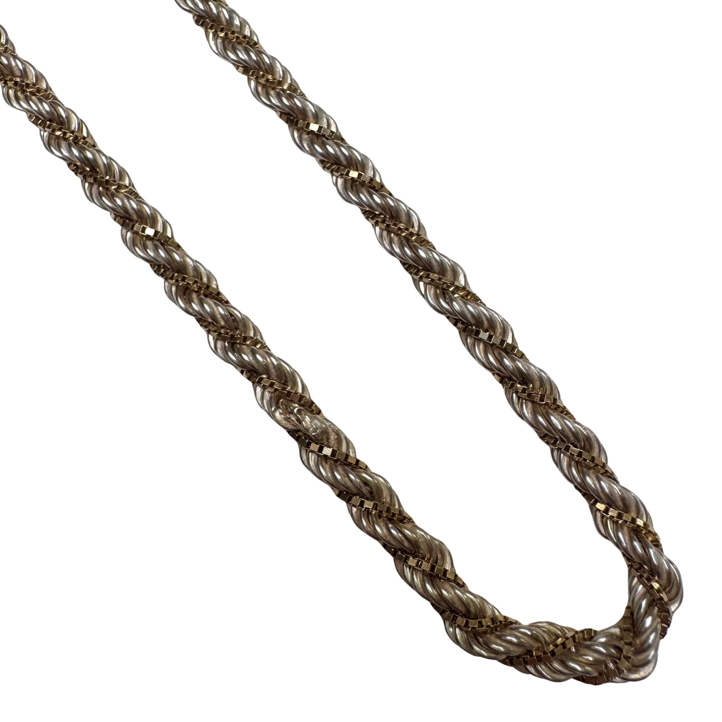 V I N T A G E // do the twist / sterling silver rope and gold vermeil box twist chain / 22.25", 20.8g