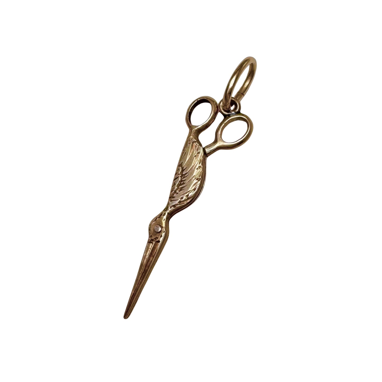 A N T I Q U E // stork origin story / 14k victorian era moving stork scissors / a charm or pendant