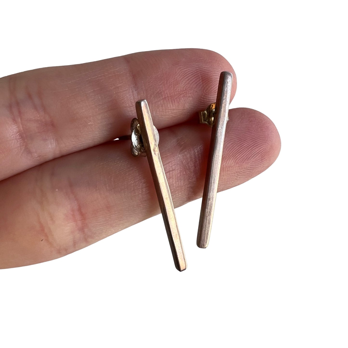 V I N T A G E // straight and narrow / sterling silver bar post earrings