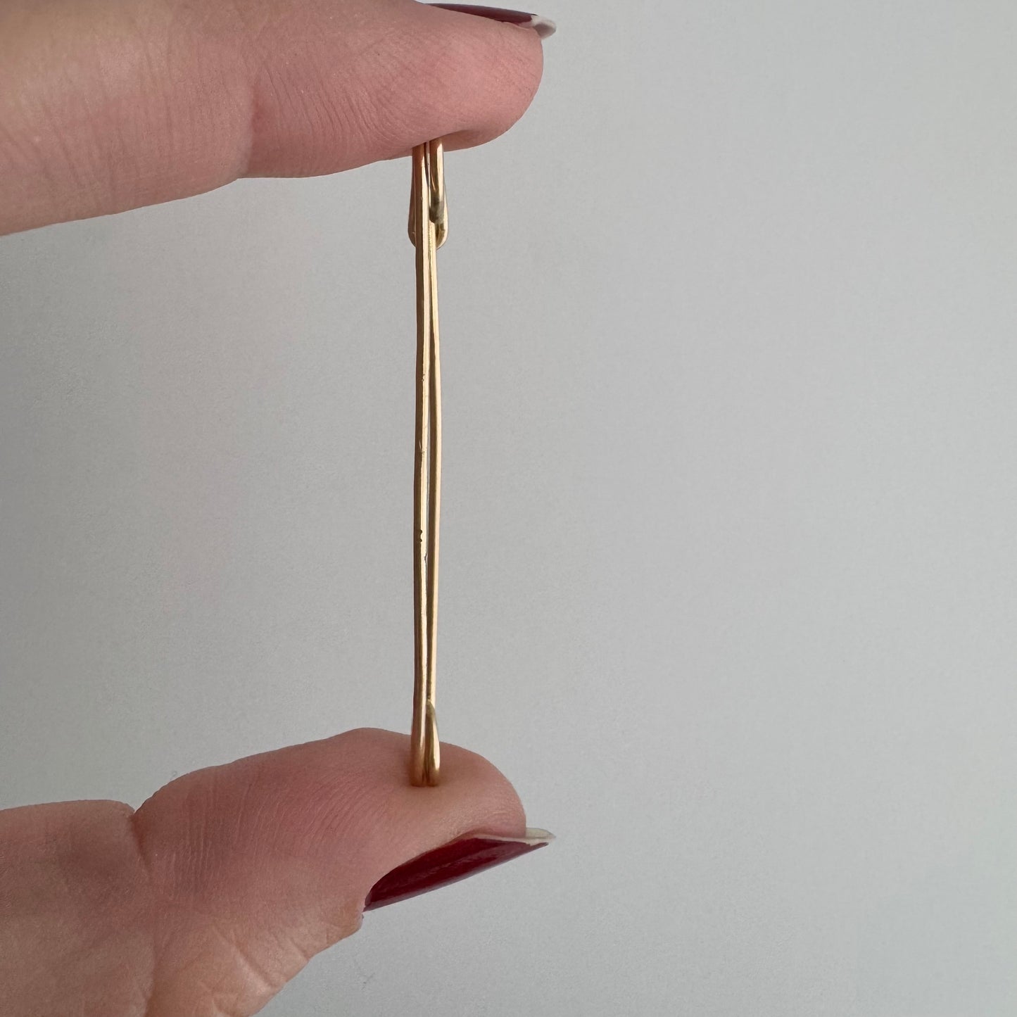 V I N T A G E // keep it together / 14k yellow gold 2" safety pin / connector clasp charm holder extender or single earring