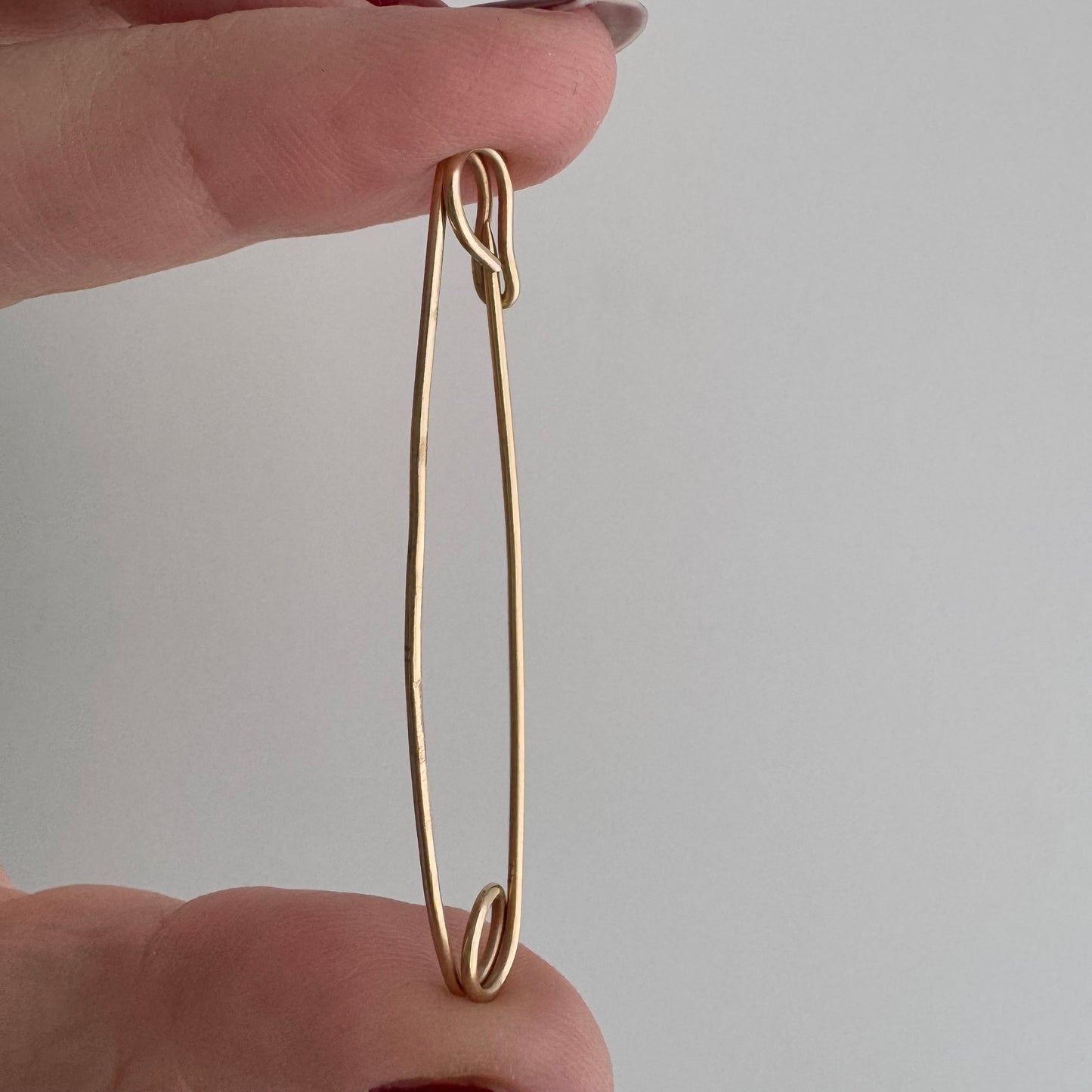 V I N T A G E // keep it together / 14k yellow gold 2" safety pin / connector clasp charm holder extender or single earring