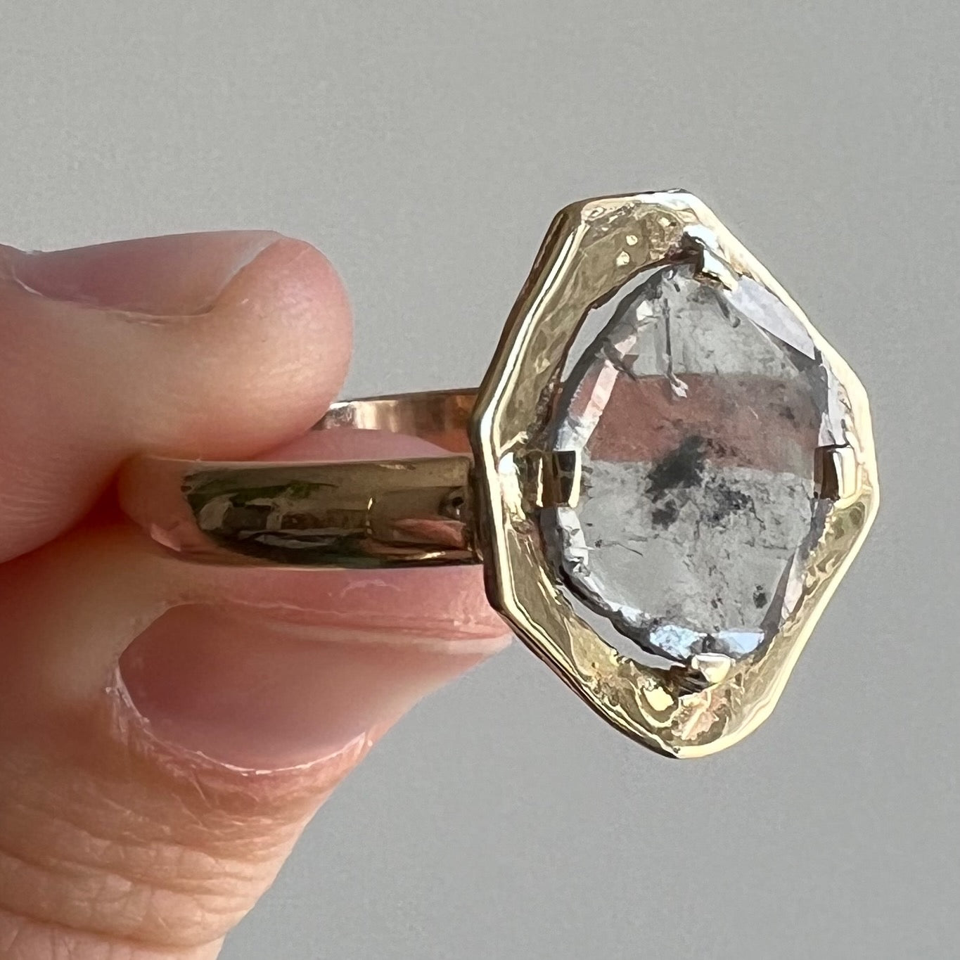 H A N D M A D E / ARUN organic diamond slice from The Rajah Press / 14k with a rose cut diamond