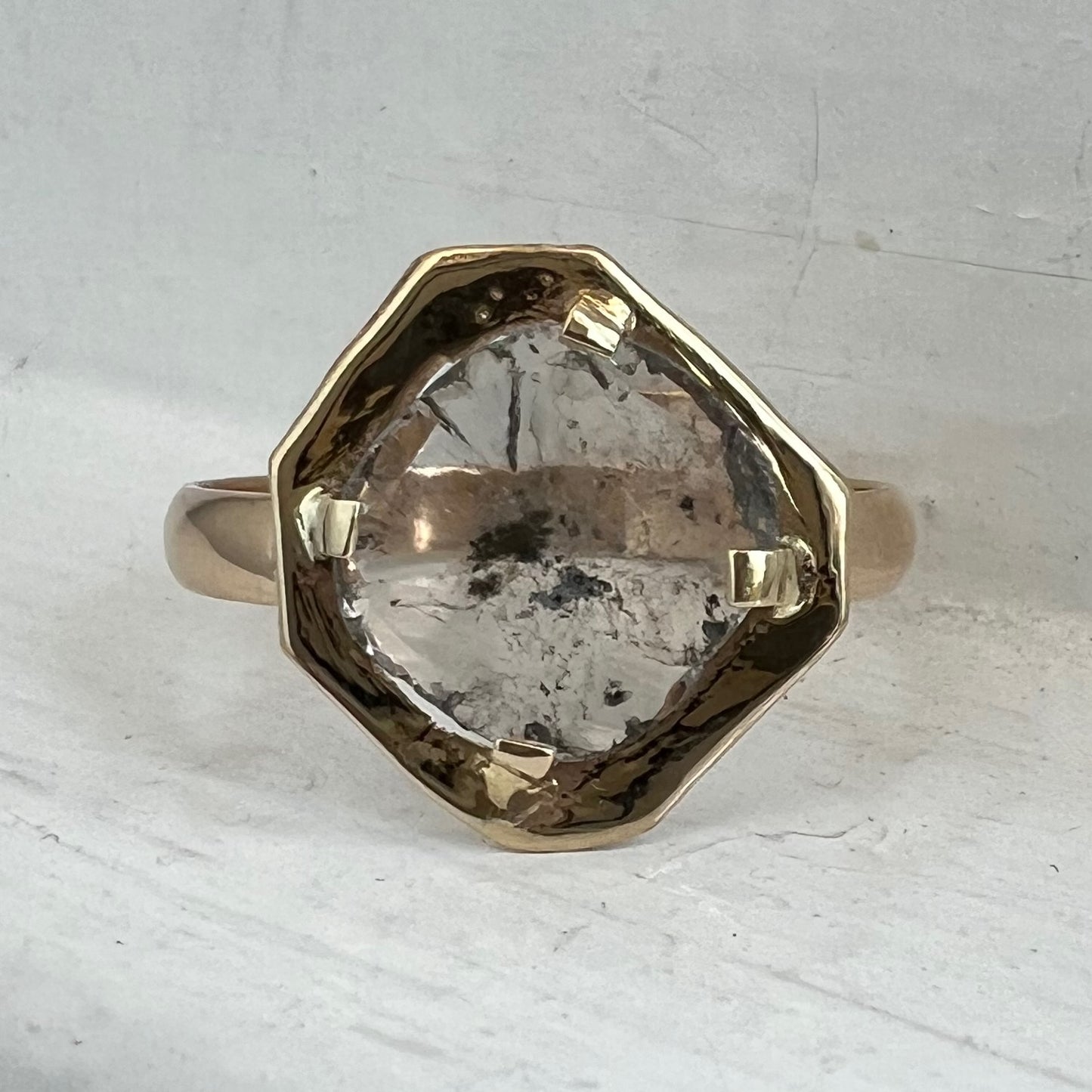 H A N D M A D E / ARUN organic diamond slice from The Rajah Press / 14k with a rose cut diamond