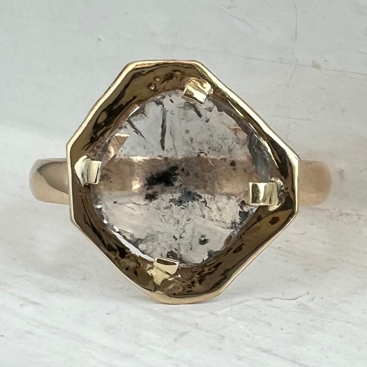 H A N D M A D E / ARUN organic diamond slice from The Rajah Press / 14k with a rose cut diamond