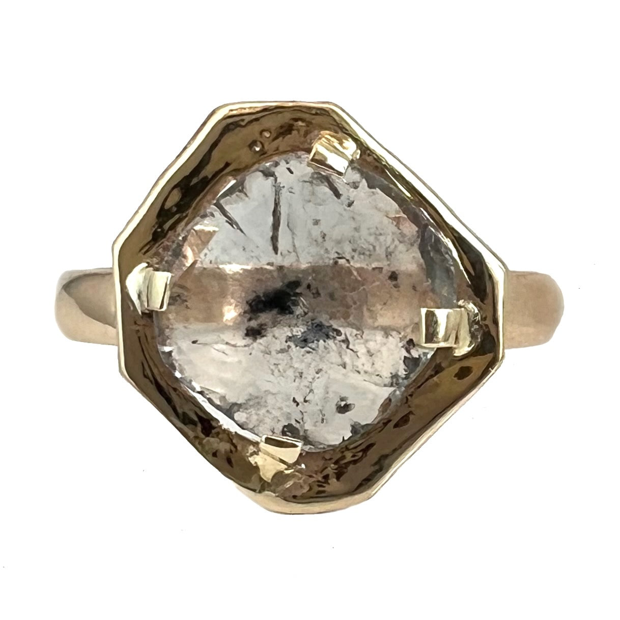 H A N D M A D E / ARUN organic diamond slice from The Rajah Press / 14k with a rose cut diamond