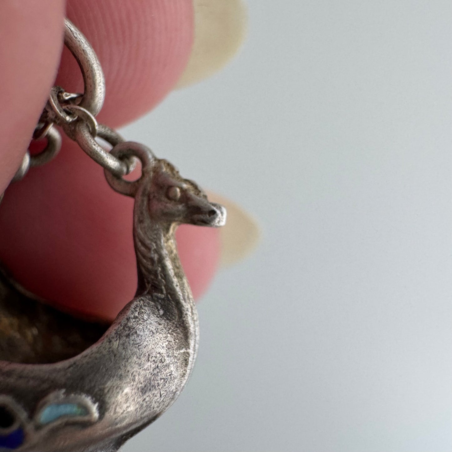 V I N T A G E // like the vikings / sterling silver and enamel adorned viking sea vessel / a pendant