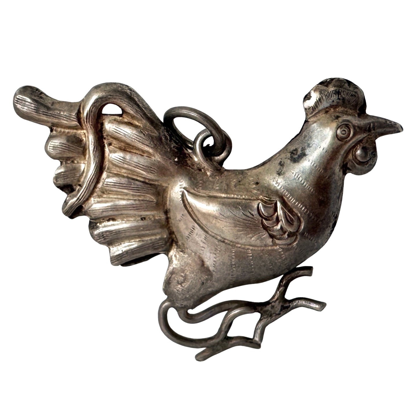 A N T I Q U E // chicken strut / Chinese silver chicken amulet / a pendant