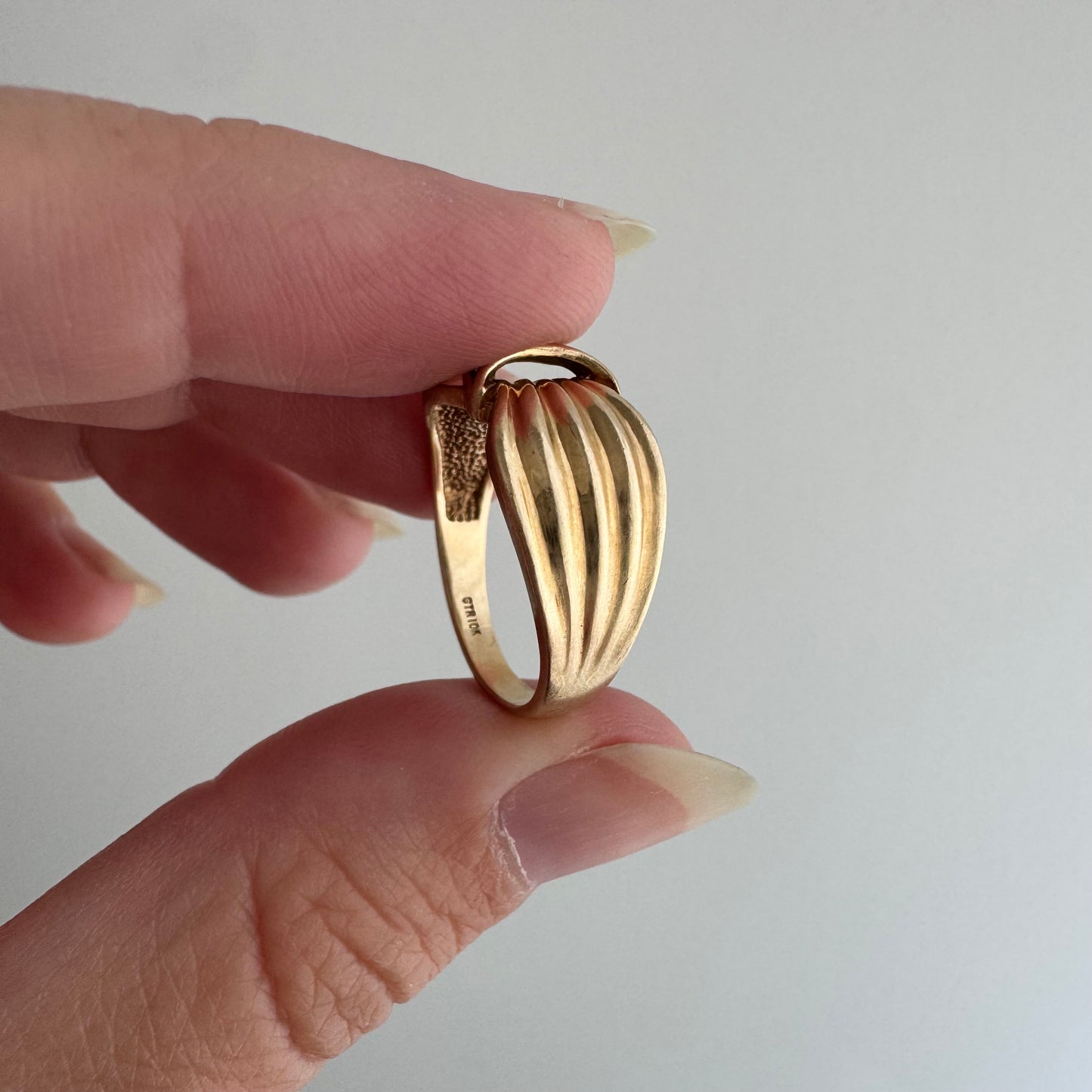 V I N T A G E // held by the moon / 10k and diamond crescent moon ring / size 6.25