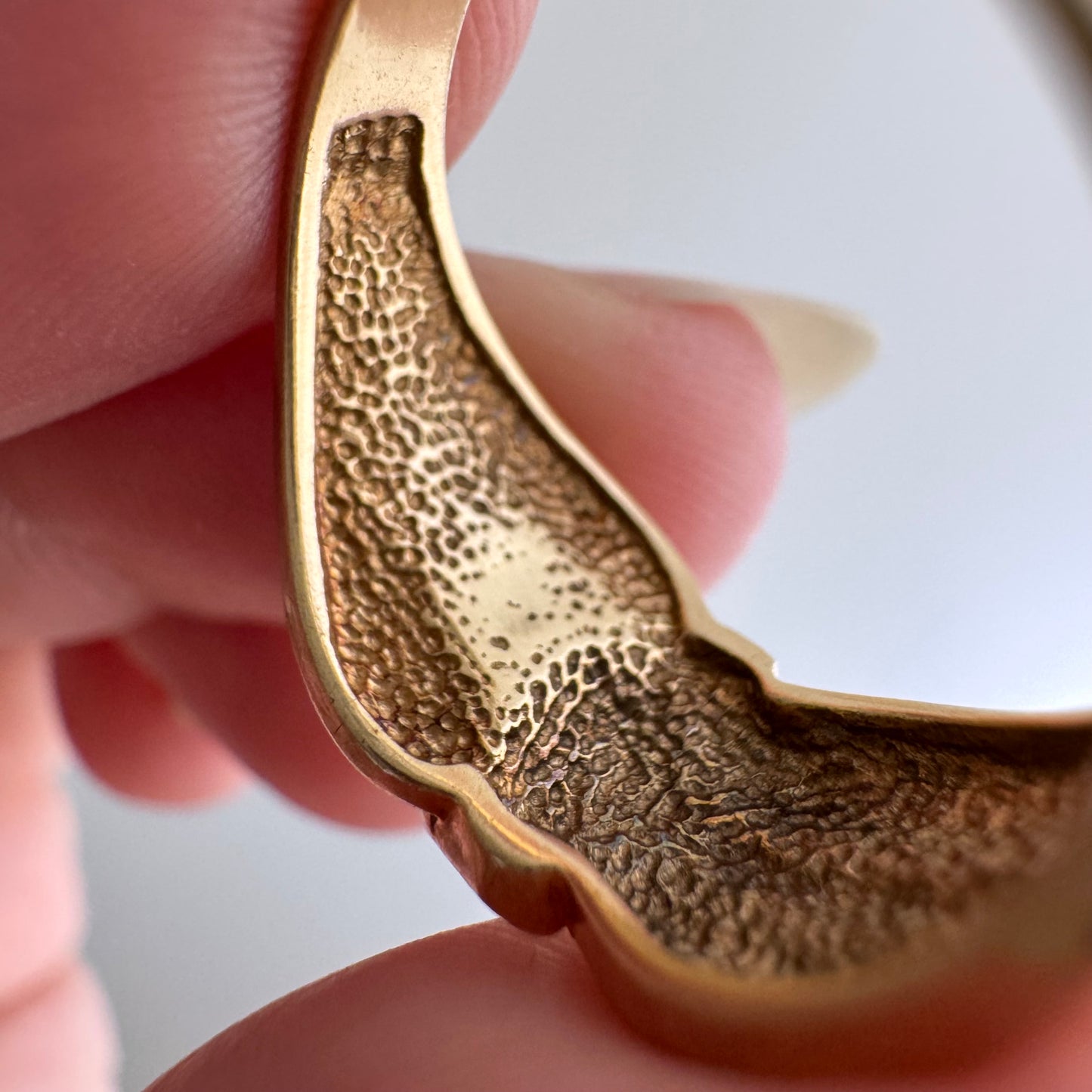 V I N T A G E // held by the moon / 10k and diamond crescent moon ring / size 6.25