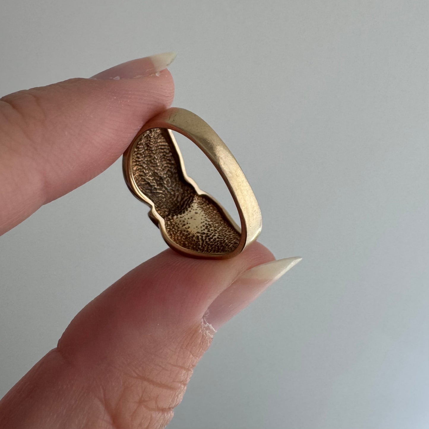 V I N T A G E // held by the moon / 10k and diamond crescent moon ring / size 6.25