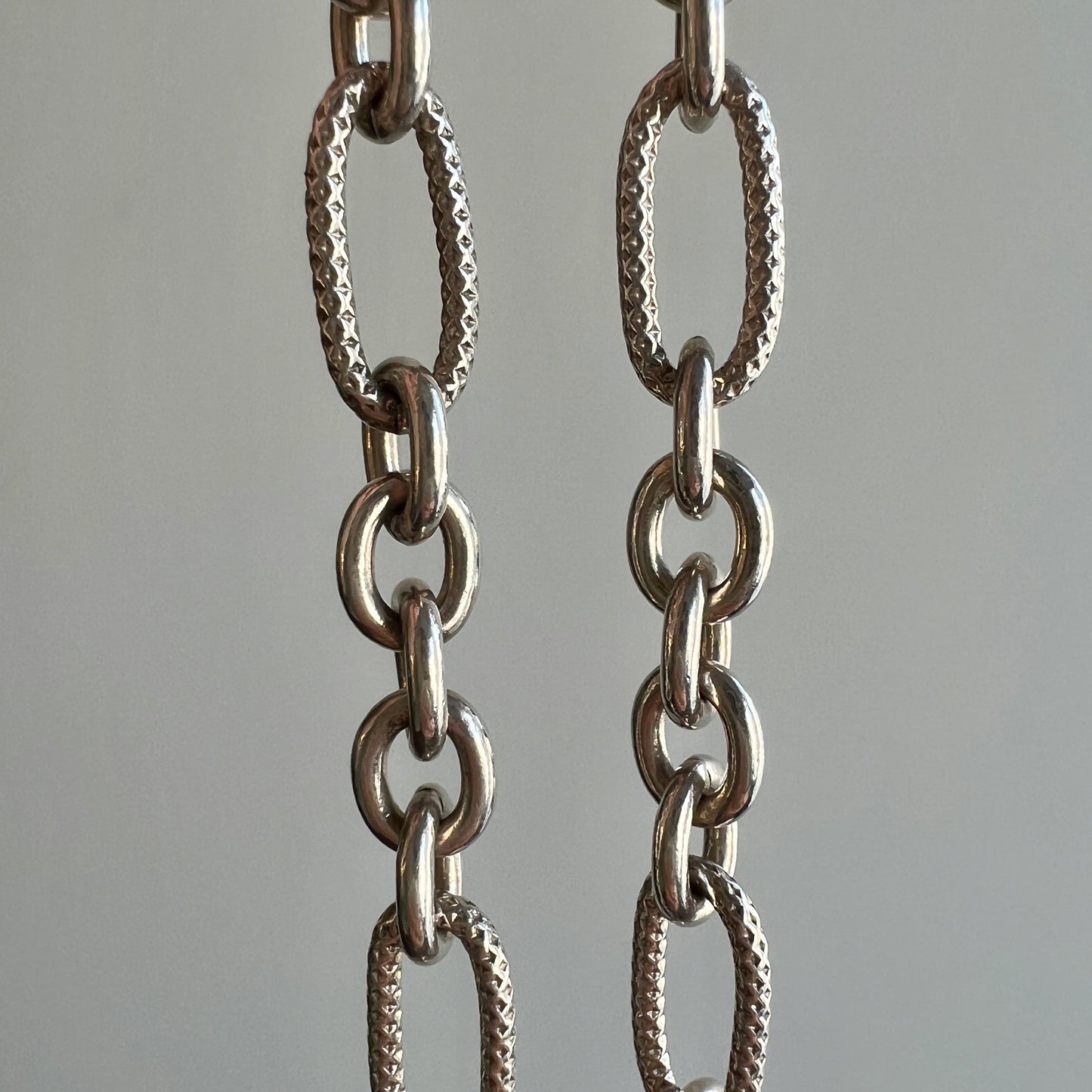 V I N T A G E // chunky trombone / sterling silver textured trombone link chain / 18.25"