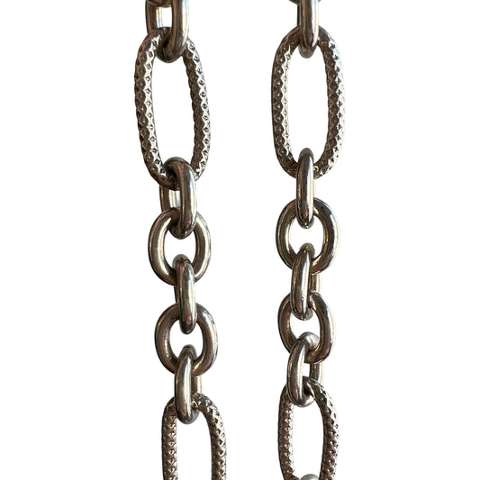 V I N T A G E // chunky trombone / sterling silver textured trombone link chain / 18.25"