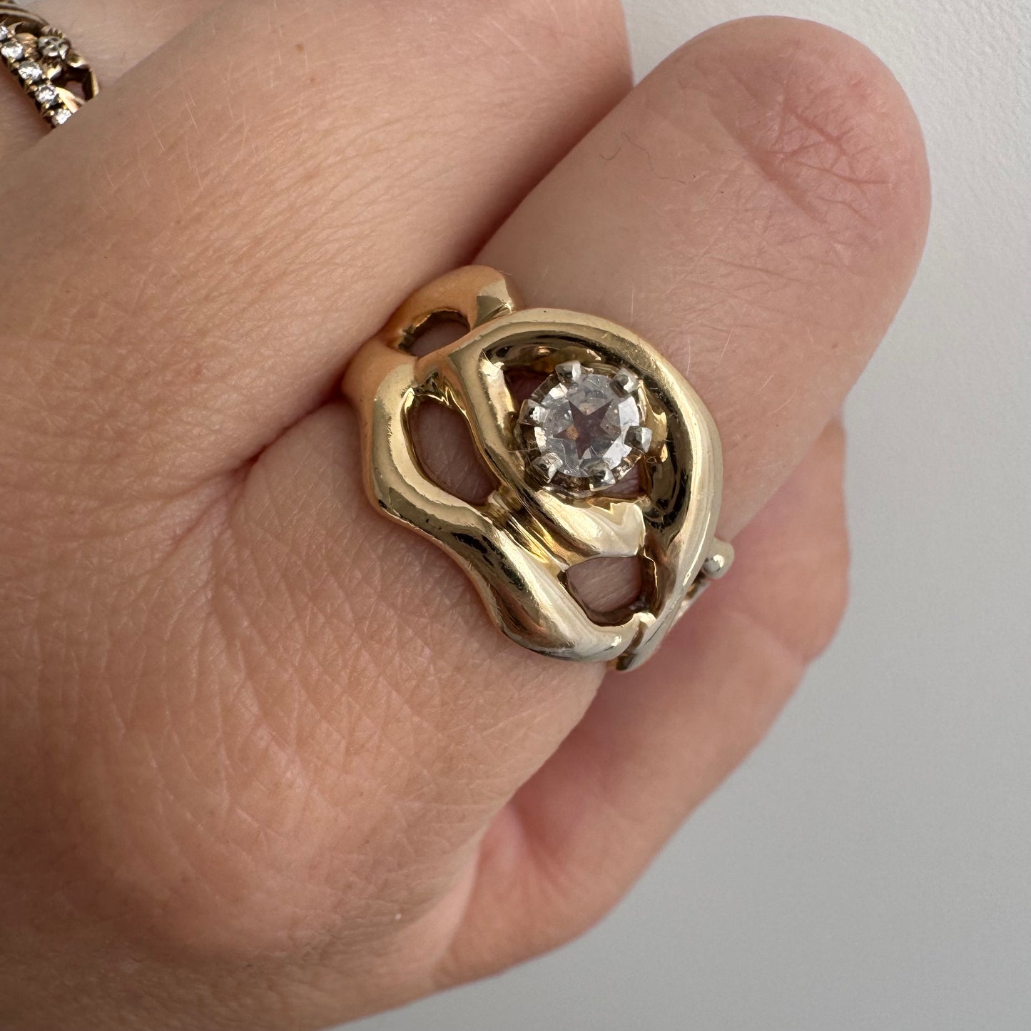 reimagined V I N T A G E // star light star bright / 14k free-form diamond solitaire ring / size ~7