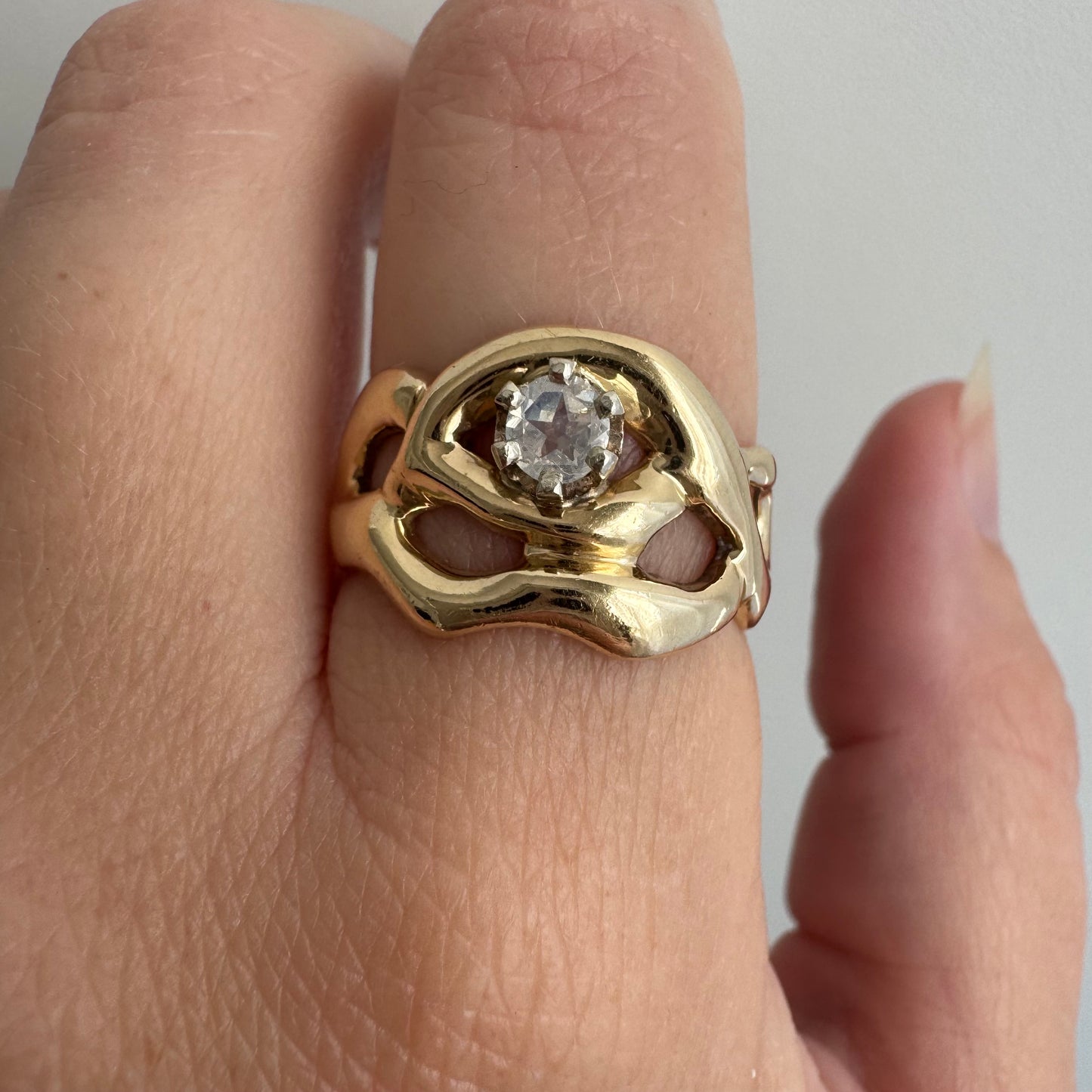 reimagined V I N T A G E // star light star bright / 14k free-form diamond solitaire ring / size ~7