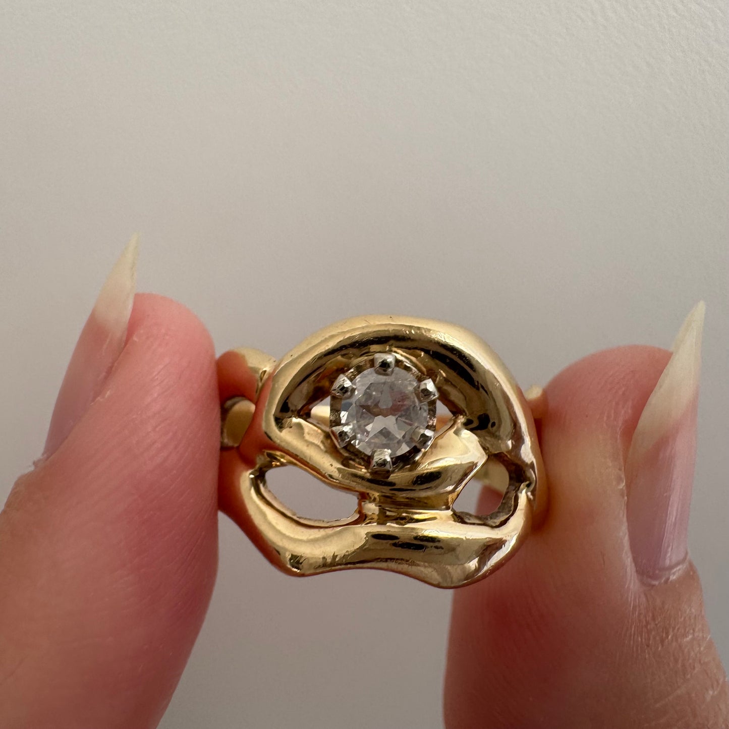 reimagined V I N T A G E // star light star bright / 14k free-form diamond solitaire ring / size ~7