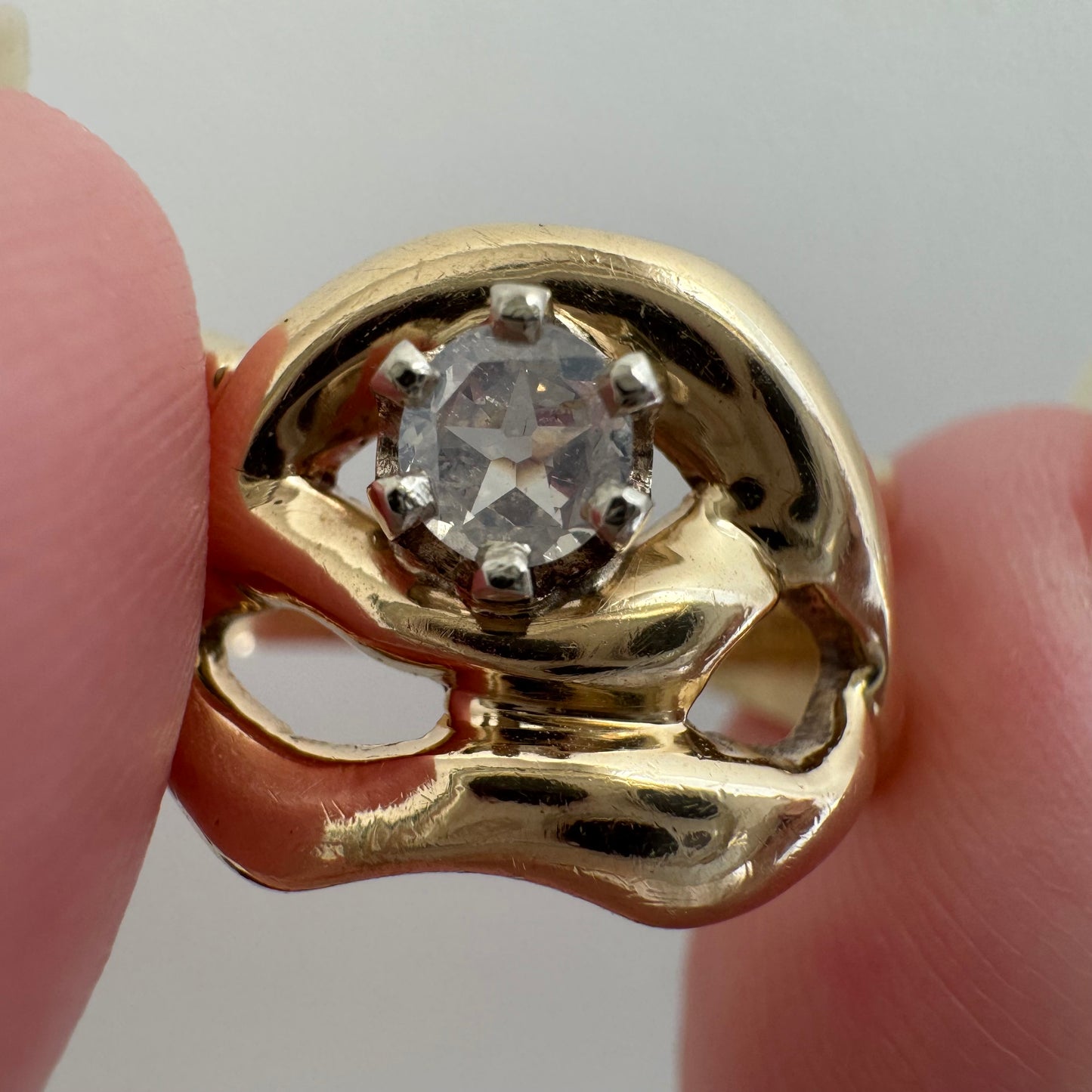 reimagined V I N T A G E // star light star bright / 14k free-form diamond solitaire ring / size ~7