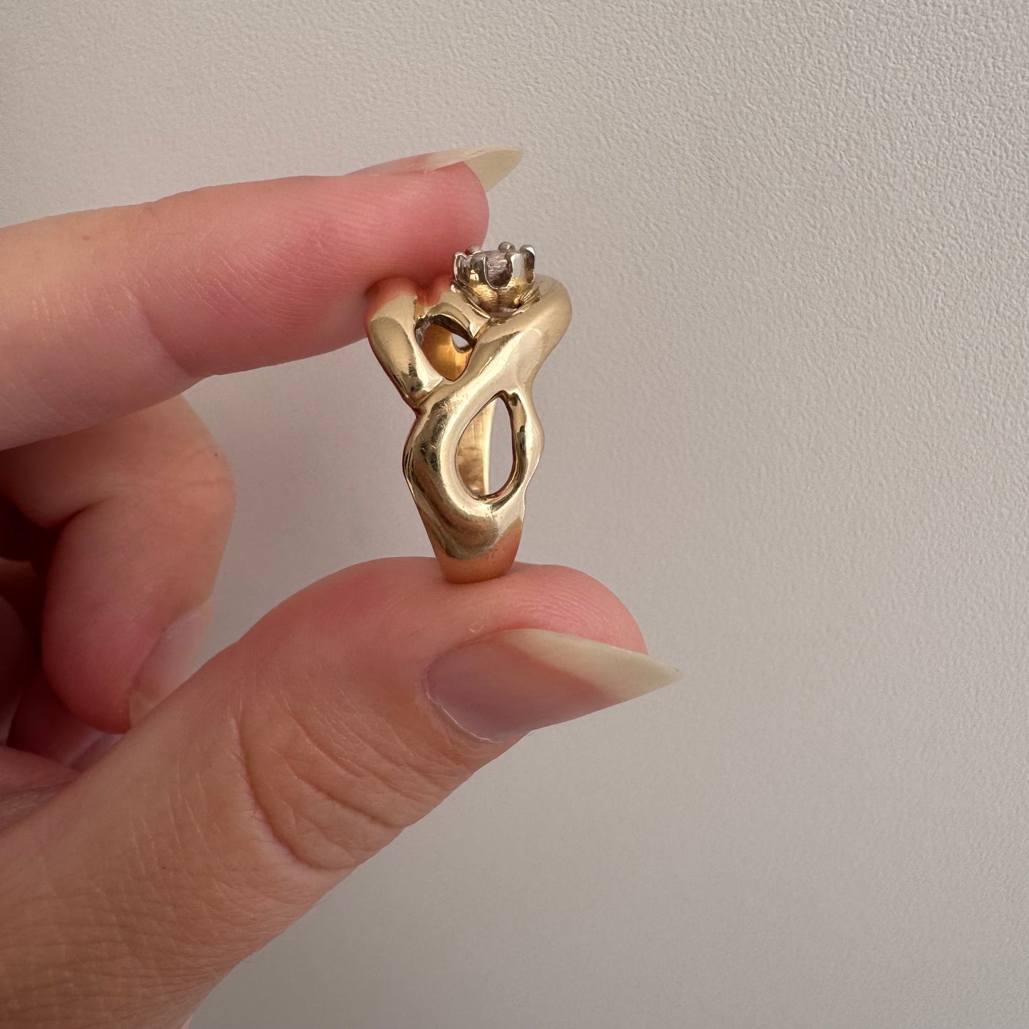 reimagined V I N T A G E // star light star bright / 14k free-form diamond solitaire ring / size ~7