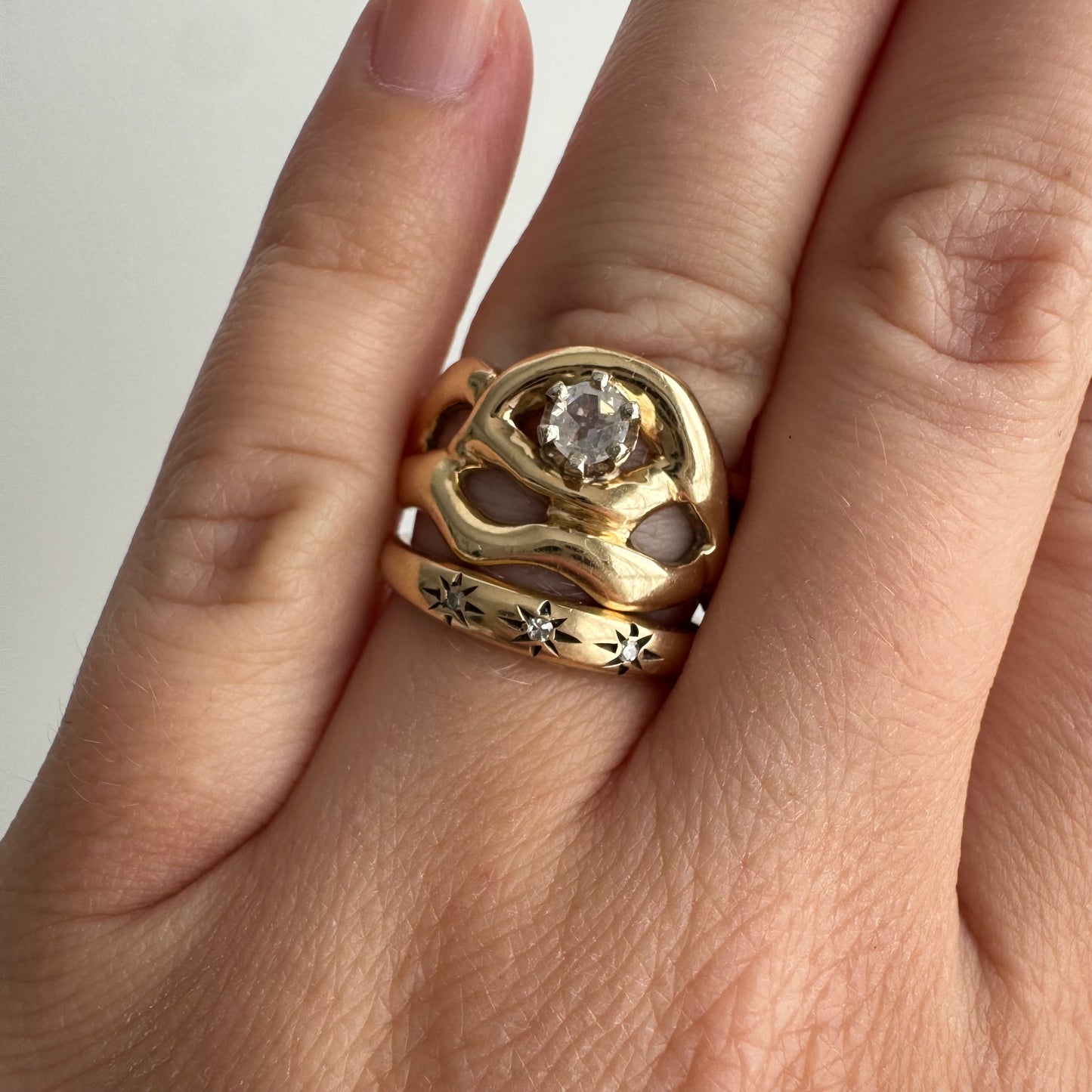 reimagined V I N T A G E // star light star bright / 14k free-form diamond solitaire ring / size ~7