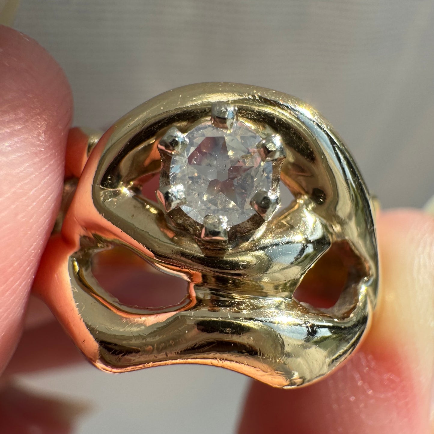 reimagined V I N T A G E // star light star bright / 14k free-form diamond solitaire ring / size ~7