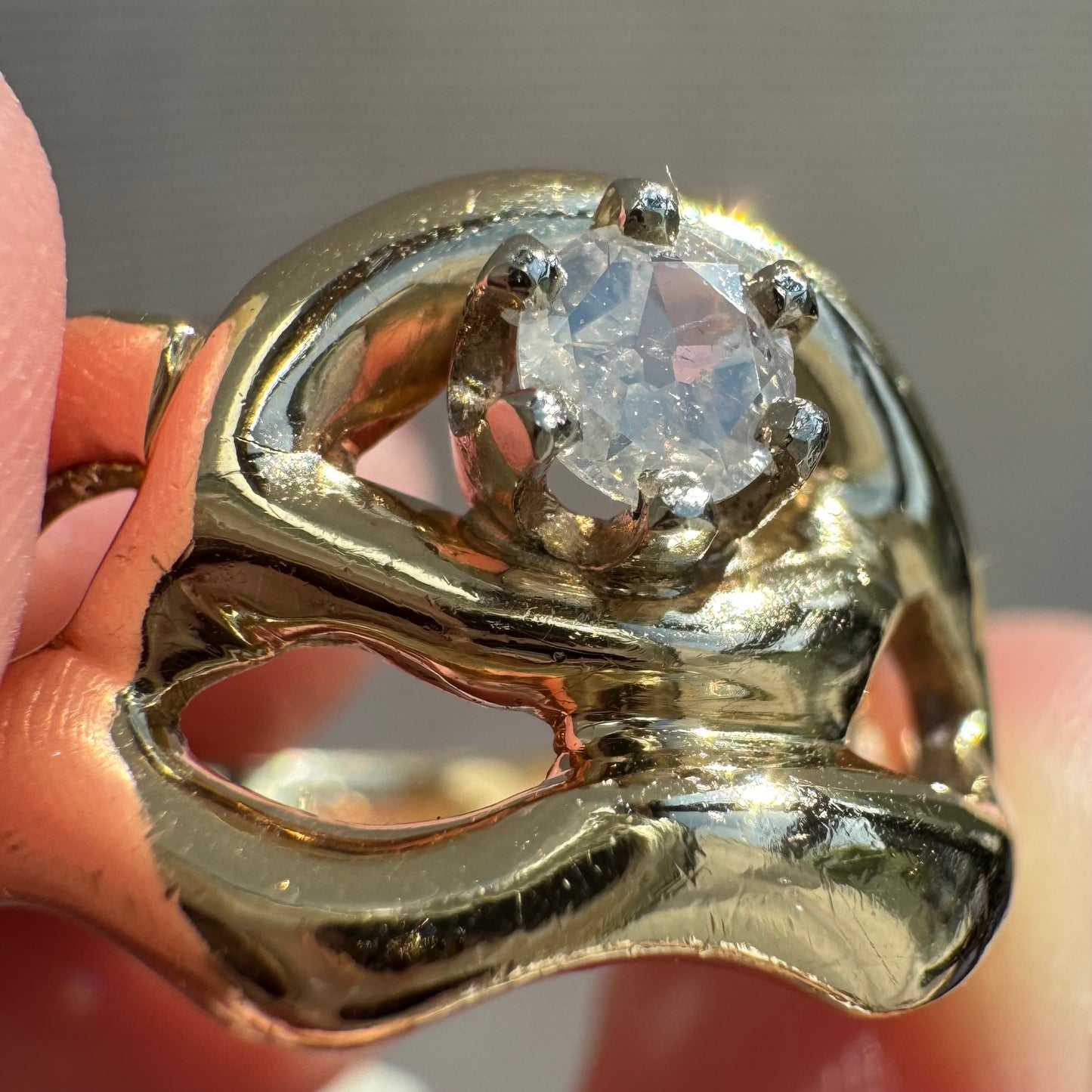 reimagined V I N T A G E // star light star bright / 14k free-form diamond solitaire ring / size ~7